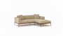 The Wooden Stories Department Modular Sofa | Fabric • M1 Right is a modern beige sectional with two seat and back cushions, a right chaise, upholstered platform, and slim black metal legs, shown on a plain white background.