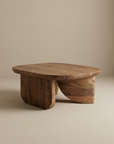 The SOBU Nick Coffee Table features a smooth, solid Acacia wood top and two sculptural geometric legs, creating a striking silhouette in any space.