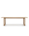 The Hover Dining Table | Light Oak by Wooden Stories features a minimalist Scandinavian design with a rectangular solid oak top and simple box-style legs, shown against a white background.
