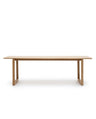 The Hover Dining Table | Light Oak by Wooden Stories features a minimalist Scandinavian design with a rectangular solid oak top and simple box-style legs, shown against a white background.