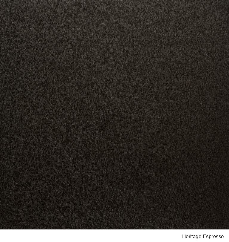 Dark brown Danish Collection leather texture of a Material Swatches product with the text Heritage Espresso at the bottom.