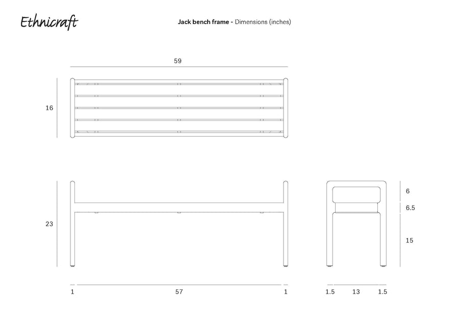 Jack Bench - Mahogany with Ivory Fabric