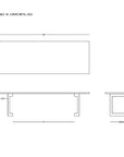 Line drawings of the SOBU Tommaso Dining Table - Curved Metal Legs, showing top, side, and end views with measurements: 84" L x 40" W x 29.25" H. Solid wood table. SOBU logo at bottom right corner.