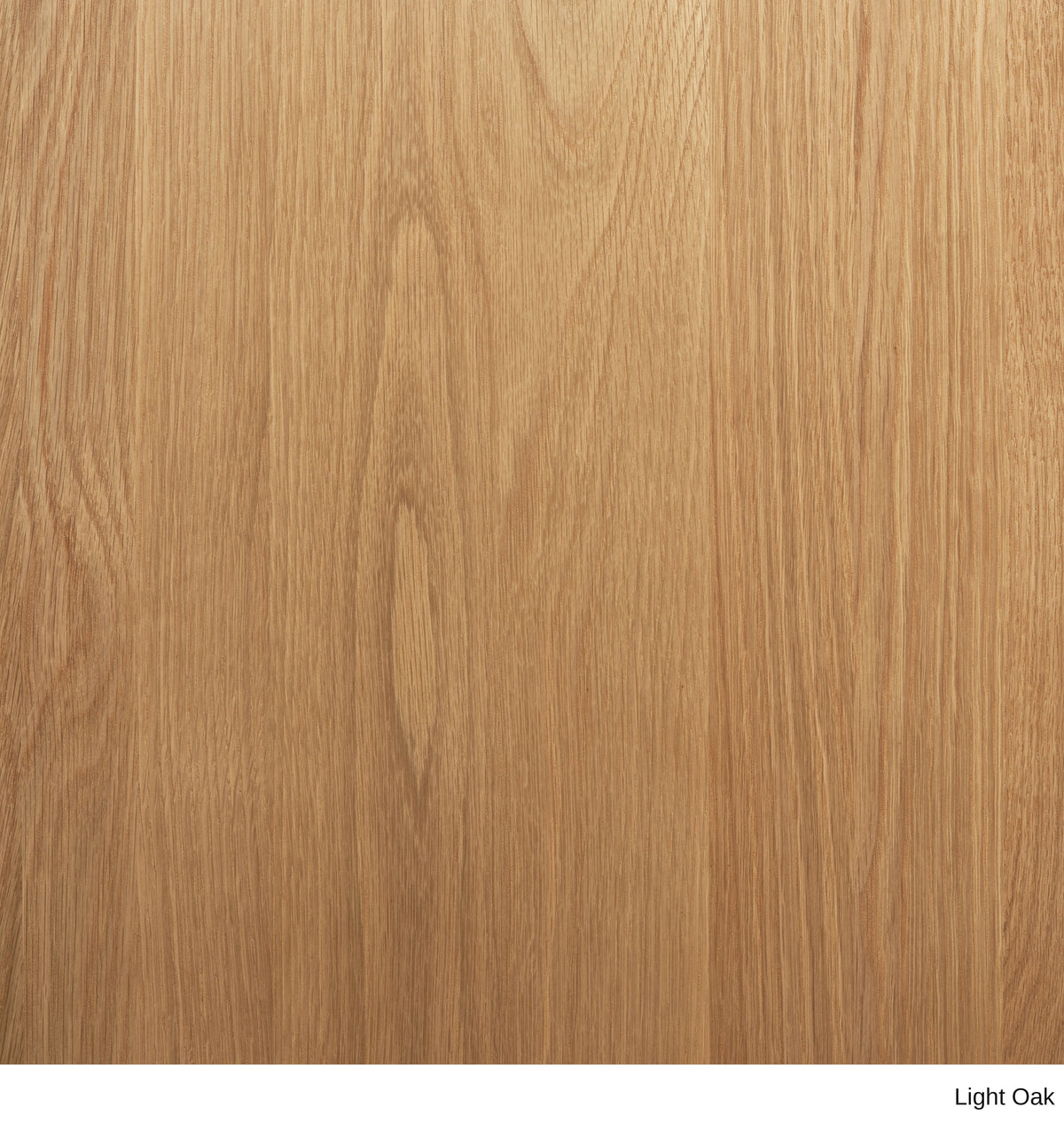 Close-up view of a Light Oak Material Swatches wood grain swatch with text in the bottom right corner reading Light Oak.