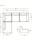 Line drawing of the Baker Modular Sofa | Fabric • M7 by Wooden Stories, model M7L, in L-shape with dimensions in centimeters. Side view shown; SOBU Oakland logo appears at bottom right. Contemporary design.