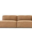 The Baker Modular Sofa | Leather • M1 by Wooden Stories features a modern tan leather design with clean lines, low backrests, wide seat cushions, and a right-side armrest, shown against a plain white background.
