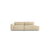 The Baker Modular Sofa | Fabric • M1 by Wooden Stories is a contemporary beige sofa with a left armrest, square cushions, soft feather filling, and a minimalist design, shown against a plain white background.
