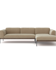 The Department Modular Sofa | Fabric • M2 by Wooden Stories is a modern beige sectional with clean lines, metal legs, a right-facing chaise, and a solid wood base inspired by Danish design, shown against a plain white background.
