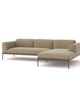 The Department Modular Sofa | Fabric • M2 by Wooden Stories is a modern beige sectional with slim black metal legs and a right-side chaise lounge, shown against a plain white background.