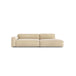 The Baker Modular Sofa | Fabric • M2 by Wooden Stories is a modern light beige sofa with clean lines, one left armrest, and a right-side chaise lounge, shown against a white background.