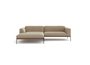 The Wooden Stories Department Modular Sofa | Fabric • M3 features a modern beige design with a left-hand chaise, thin black metal legs, and a minimalist FSC-certified oak base, shown against a plain white background.