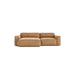 The Baker Modular Sofa | Leather • M3 by Wooden Stories features tan leather, wide armrests, and a chaise lounge—ideal for those seeking a stylish, contemporary modular sofa.