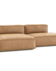 The Baker Modular Sofa | Leather • M4 by Wooden Stories is a modern, light brown sectional with wide, plush cushions and low backrests, presented against a white background.