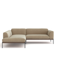 The Department Modular Sofa | Fabric • M5 by Wooden Stories is a modern L-shaped beige sectional with minimalist metal legs and a low-profile design, displayed against a plain white background.