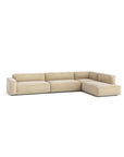 The Baker Modular Sofa | Fabric • M8 by Wooden Stories is a beige L-shaped sofa with thick cushioned seats and backrests, featuring a modern minimalist design with clean lines and no visible legs, shown against a white background.