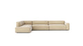 The Baker Modular Sofa | Fabric • M8 by Wooden Stories is a contemporary L-shaped sectional with low, wide arms and plush feather-filled cushions, shown against a plain white background.