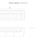 Line drawing of the Ethnicraft N701 3-Seater Sofa | Dark Grey showing top, front, and side views, with dimensions: width 96.5 inches, height 30 inches, and depth 36 inches—highlighting its versatile European design.