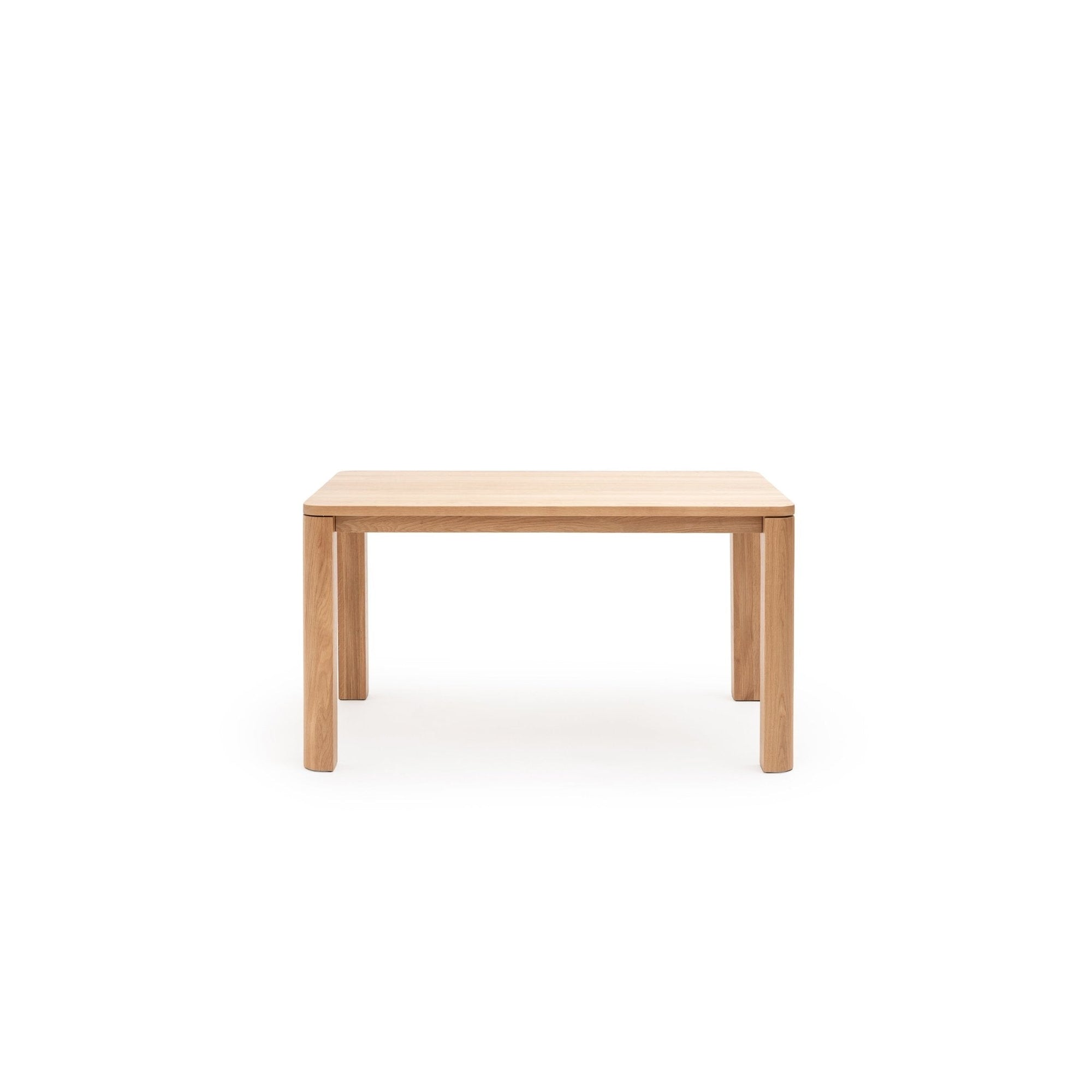The Wooden Stories Oli Dining Table is a simple, light-colored solid American oak square table with four straight legs, shown against a plain white background.
