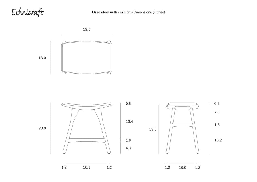 Osso Stool - Teak with Black Leather