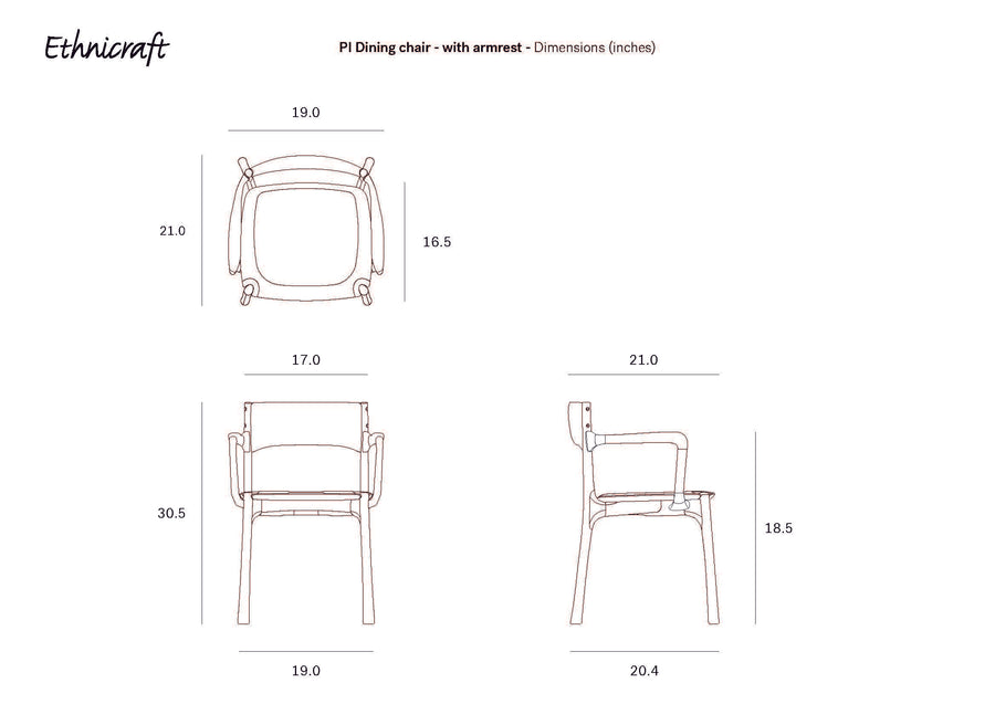 PI Dining Chair - Oak with arms