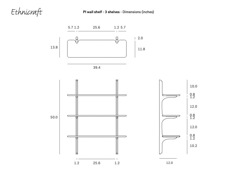 PI Wall Shelf - Oak (3 shelves)