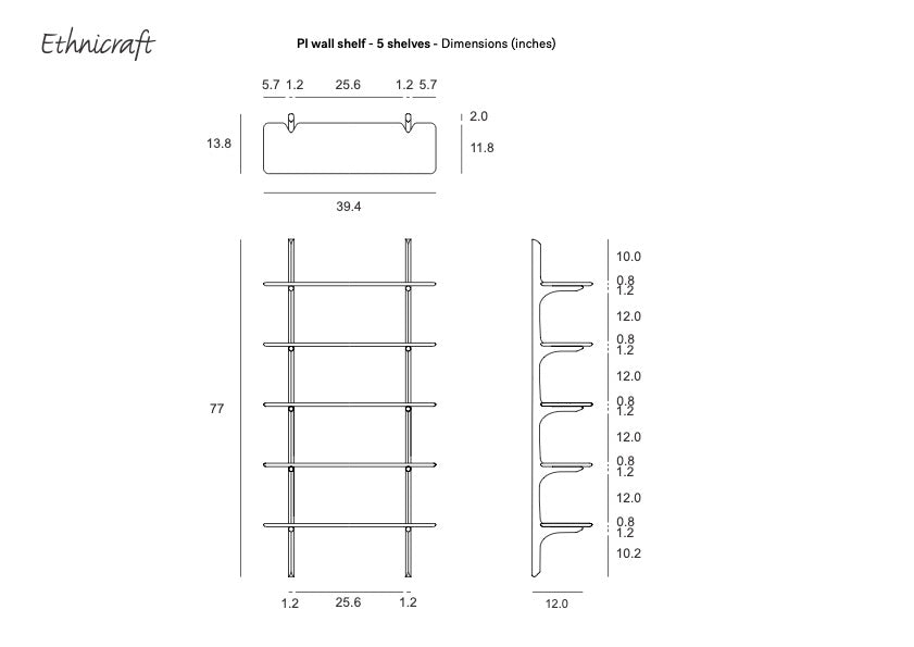 PI Wall Shelf - Mahogany (5 shelves)