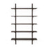 The Ethnicraft Pi Wall Shelf - Dark Mahogany (5 shelf) is a modern, minimalist wall-mounted unit with five evenly spaced shelves supported by two vertical brackets, inspired by Ethnicraft’s design.