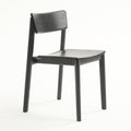 The Poise Dining Chair | Black Oak by Wooden Stories features a modern, straight-back design with four round legs in black oak, shown against a plain white background.