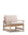 The Troubadour Lounge Chair | Fabric by Wooden Stories features a modern solid walnut frame with light beige cushions on the seat and back, presented against a plain white background.