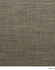 Close-up of a Material Swatches brownish-grey woven fabric swatch from the Danish Collection labeled West Lake Java.