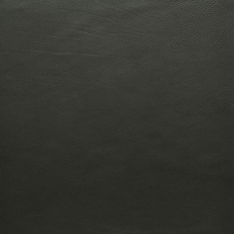 A close-up of black leather, showcasing the rich texture of Wooden Stories&#39; Fabric + Leather Swatches.