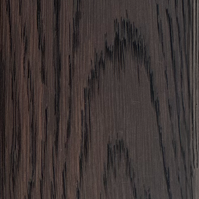 Rich dark brown wooden surface with distinct vertical grain and natural texture, featuring varied brown tones and black streaks—ideal for Material Swatches by Natadora + Tolv.