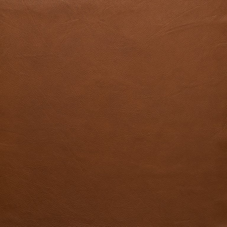 A close-up of smooth, brown leather from Wooden Stories&#39; Fabric + Leather Swatches, showing natural creases and grains—ideal for custom orders or comparing textures.