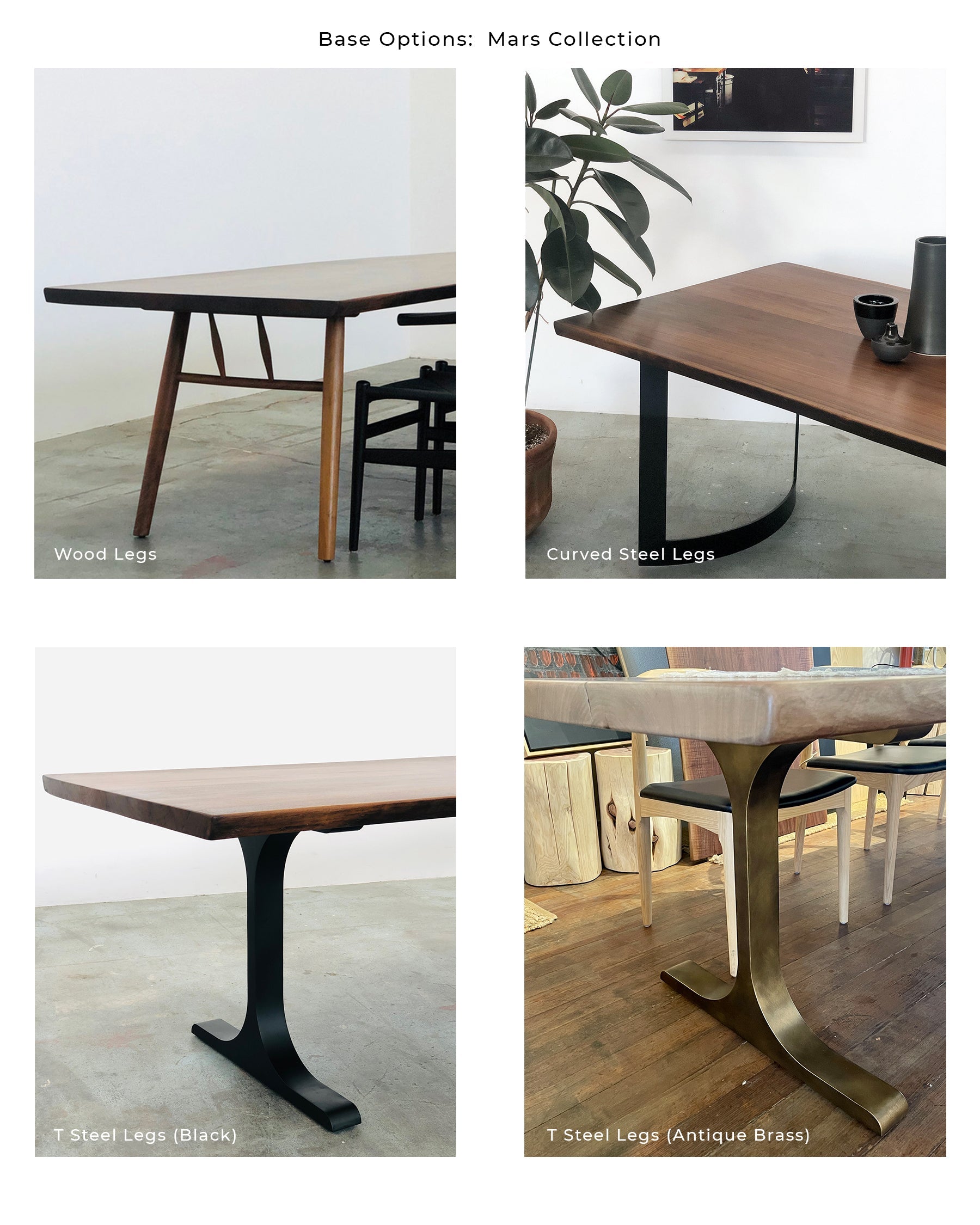 Mars Table Mars Live Edge Dining Table - Walnut with Brass T Legs – SOBU
