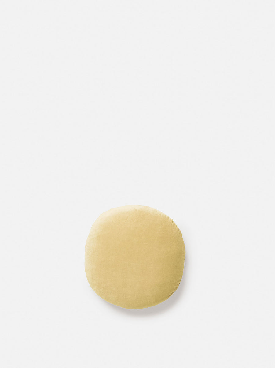 Velvet Round Cushion - Custard